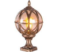 WQHPLMD Vintage Street Lights European Style Retro Post Cap Light Exterior Pillar Lantern Lawn Lamp Rainproof Post Cap Light with Pier Mount Adapter Cast Aluminum with Round Glass