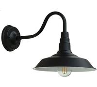 WQHPLMD Wall Mount Light Waterproof American Retro Gooseneck Barn Light Outer Black And Inner White Lampshade And Rustproof Outdoor For The Front Door Path Foyer