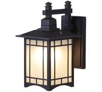 WQHPLMD Waterproof Wall Light Square Metal Box 13" High Black Outdoor Courtyard Porch Mission Sconce Japanese-Style Frosted Glass Lantern Panel Staircase Aisle Balcony Garden E27