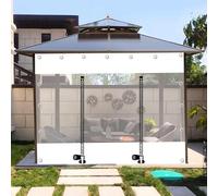 WQHPLMD White Transparent Tarpaulin Side Panels, Outdoor Clear Tarp Curtain Waterproof With Zip Door, 0.3mm Pvc Tarpaulin Cover With Grommets, Weatherproof Partition Curtains,W×H-3×2.5m
