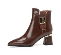 WQHPLMD Women's High Boots Pointed Toe Chunky Heel Short Boots Side Zip Closure Suitable for Autumn and Winter Sports Walking