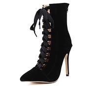 WQHPLMD Women's Lace Up Heel Boots High Heel Booties Wedding Dress Shoes Pointed Toe with Stiletto Heel Boots for Women Women's High Boots Origin China