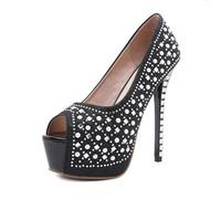 WQHPLMD Women's Platform Pumps Fish Mouth Peep Toe Stilettos for Party Dress Catwalk Shoes 14cm