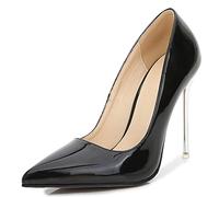 WQHPLMD Women's Pumps Pointy Slip On Stiletto Shoes Shallow Mouth Closed Toe High Heel Metal Heels Suitable for Casual Banquet Etiquette Bridesmaid Weddings