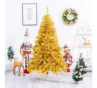 WQHPLMD Xmas Tree Gold Artificial Christmas Tree Christmas Pine Tree For Indoor Outdoor Holiday Decoration Pvc Leaves And Tasteless Easy Assembly180Cm / 6Ft Ever