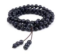Wqishinuanyang 108 Mala Beads Necklace&Bracelet 6MM Malachite Wood Beads Natural Stone Bangles Men