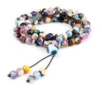 Wqishinuanyang 108 Mala Beads Necklace&Bracelet 6MM Malachite Wood Beads Natural Stone Bangles Men