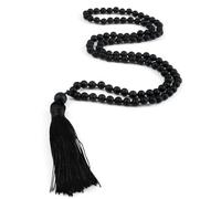 Wqishinuanyang 108Mala Natural Malachite Beads Necklace For Women Men Blue Pine Stone Black Onyx Tassel Necklace Yoga