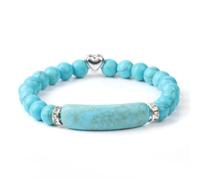 Wqishinuanyang 1pc Rectangle Bar Bracelet Natural Stone Amethysts Turquoises Malachites Gem Quartzs Beads Bracelets For Women Men Yoga