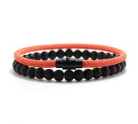 Wqishinuanyang 2Pcs/Pair Rope Bracelet Man Female Black Onyx Stone Beads Braclet Valentine's Day Braslet Yoga