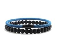 Wqishinuanyang 2Pcs/Pair Rope Bracelet Man Female Black Onyx Stone Beads Braclet Valentine's Day Braslet Yoga