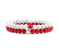 Wqishinuanyang 2pcs/Set Tiger Eye Black Lava Natural Stone Beaded Bracelet Elastic Rope Malachite