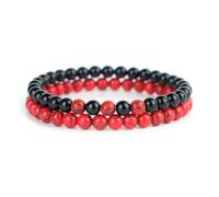 Wqishinuanyang 2Pcs Stone Beaded Men Bracelet Set Handmade 6mm Malachite Obsidian Tiger Eyes Beads