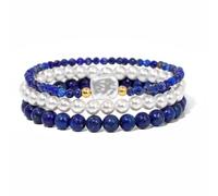 Wqishinuanyang 3pcs/set Pearl Bracelet Set Natural Stone Quartzs Beads Bracelets For Women Men Tiger Eye Lapis Lazuli Amethysts Bangles