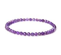 Wqishinuanyang 4 mm Gems Beads Bracelets Stretch Faceted Natural Stone Bangle Women Couple