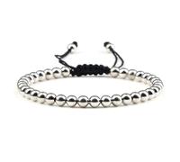 Wqishinuanyang 5mm Copper Bead Bracelet Women Men Handmade Adjustable Rope Charm Wristband Buddhist Yoga Bangle