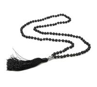 Wqishinuanyang 6mm Black Lava Stone 108 Mala Beads Necklace Men and Women
