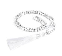 Wqishinuanyang 6mm Black Lava Stones Necklaces 108 Beads Natural Pine Stone Mala Tassel Necklace for Women Men