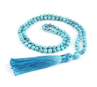 Wqishinuanyang 6mm Black Lava Stones Necklaces 108 Beads Natural Pine Stone Mala Tassel Necklace for Women Men