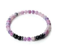 Wqishinuanyang 6mm Natural Stone Beaded Bracelets For Men Black Obsidian Hematite Spacer Bangles For Women Couple