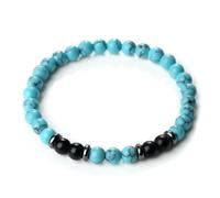 Wqishinuanyang 6mm Natural Stone Beaded Bracelets For Men Black Obsidian Hematite Spacer Bangles For Women Couple