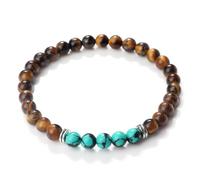 Wqishinuanyang 6mm Natural Stone Elastic Rope Bracelet Blue Black Turquoise Hematite Beaded Bangle For Women Men Couple Yoga