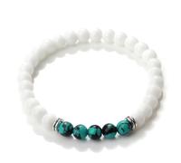 Wqishinuanyang 6mm Natural Stone Elastic Rope Bracelet Blue Black Turquoise Hematite Beaded Bangle For Women Men Couple Yoga