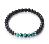 Wqishinuanyang 6mm Natural Stone Elastic Rope Bracelet Blue Black Turquoise Hematite Beaded Bangle For Women Men Couple Yoga
