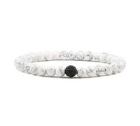 Wqishinuanyang 6mm Natural Stone White Beaded Bracelets for Men Women Bead Stretch Bracelet Bangle Yoga