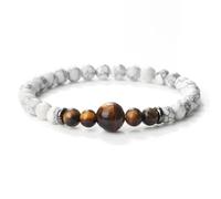 Wqishinuanyang 6mm Round Stone Beaded Bracelet For Women Men Natural Tiger Eye Black Obsidian Elastic Bangle