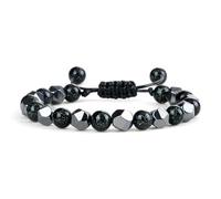 Wqishinuanyang 8mm Natural Black Lava Stone Beaded Bracelet Irregular Hematite Beads Bangles For Women Men Couples Yoga