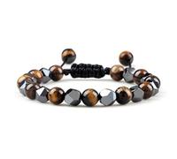 Wqishinuanyang 8mm Natural Black Lava Stone Beaded Bracelet Irregular Hematite Beads Bangles For Women Men Couples Yoga