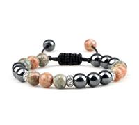 Wqishinuanyang Black Hematite Beads Bracelet Natural Tiger Eye Lava Sand Stone Men Braided Bracelets Women Yoga