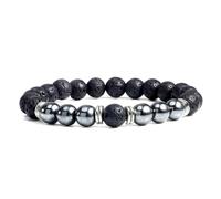 Wqishinuanyang Black Hematite Men Beads Bracelet Natural Tiger Eye Lava Weathered Stone Elastic Bracelets for Women Yoga
