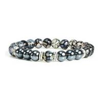 Wqishinuanyang Black Hematite Men Beads Bracelet Natural Tiger Eye Lava Weathered Stone Elastic Bracelets for Women Yoga