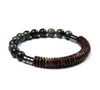 Wqishinuanyang Coconut Wood Flat Beads Bracelets for Men Natural Stone Lava Hematite Elastic Bracelet