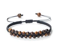 Wqishinuanyang Double Rows Chalcedony Bracelet For Women Men 4mm Natural Stone Braided Rope Bangle Handmade Adjustable