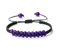 Wqishinuanyang Double Rows Chalcedony Bracelet For Women Men 4mm Natural Stone Braided Rope Bangle Handmade Adjustable Vintage Bohemian