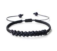 Wqishinuanyang Double Rows Chalcedony Bracelet For Women Men 4mm Natural Stone Braided Rope Bangle Handmade Adjustable