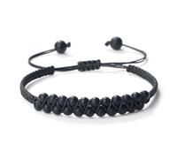 Wqishinuanyang Double Rows Chalcedony Bracelet For Women Men 4mm Natural Stone Braided Rope Bangle Handmade Adjustable Vintage Bohemian
