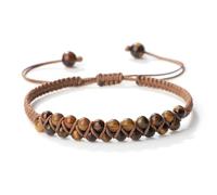 Wqishinuanyang Double Rows Chalcedony Bracelet For Women Men 4mm Natural Stone Braided Rope Bangle Handmade Adjustable
