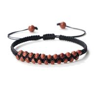 Wqishinuanyang Double Rows Chalcedony Bracelet For Women Men 4mm Natural Stone Braided Rope Bangle Handmade Adjustable