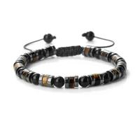 Wqishinuanyang Hematite Tiger Eye Stone Bracelets Men Natural Matte Black Lave Stone Bangles Women