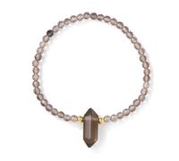 Wqishinuanyang Hexagon Column Stone Pendent Bracelet 4MM Ffaceted Natural Amazonite Amethysts Quartzs Stone Bead Stretch Bangle