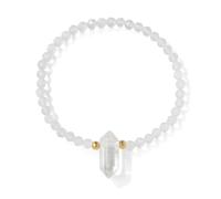 Wqishinuanyang Hexagon Column Stone Pendent Bracelet 4MM Ffaceted Natural Amazonite Amethysts Quartzs Stone Bead Stretch Bangle