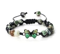 Wqishinuanyang Malachite Beaded Bracelets Handmade Natural Tiger Eye Stone Agates Green Pendant Bangles