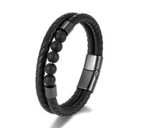 Wqishinuanyang Multi-layer Braided Leather Bracelet Peacock Green Tiger Eye Stone Bracelet For Men Stainless Steel