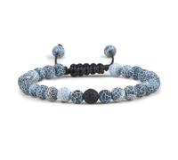 Wqishinuanyang Natural Black Lava&Weathered Stone Bracelets For Men Women 6mm Beaded Braided Rope Bangles Adjustable Couple