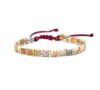 Wqishinuanyang Natural Bohemian Tiger Eye Stone Double Hole Beads Bracelet Handmade Moss Agate Woven Adjustable Bracelets