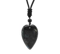 Wqishinuanyang Natural Stone Drop Heart Pendant Necklace For Women Amethyst Rose Quartz Agate Men